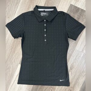 Nike Golf Shirt Womens XS Black Polo Quick Dry Polka Dot Tour Performance Active